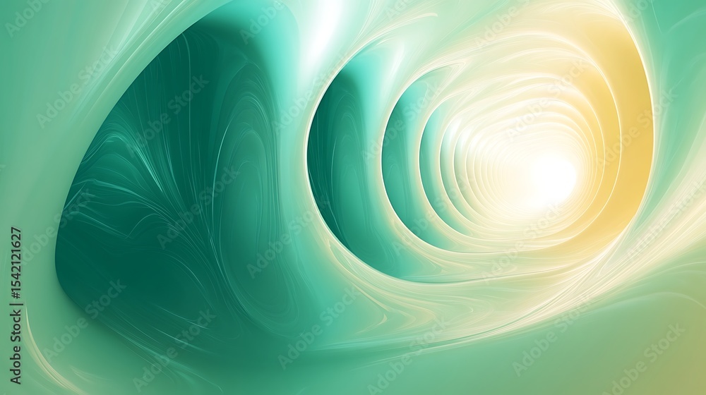 Poster abstract green tunnel with glowing light at the end creates depth and dimension background