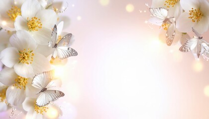 Butterflies and blossoms dance in a serene garden nature photography soft lighting peaceful atmosphere