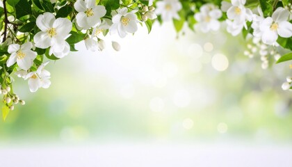 Blooming white flowers against a soft green background nature scene photo tranquil environment close-up view serenity concept