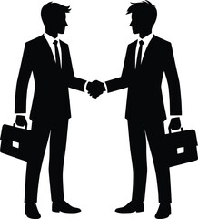 Business person handshaking silhouette Vector Illustration isolated on a white background