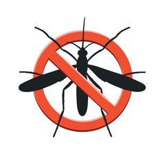 Stop mosquito. Stop insects sign. mosquito in red forbidding circle, vector