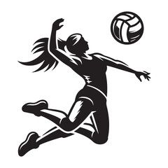 Jumping Woman Volleyball Smash Vector Art