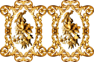 Golden baroque and  ornament elements