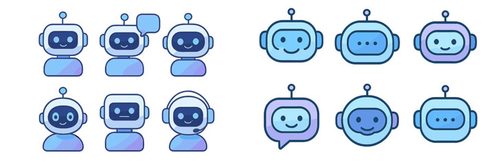 Different styles of friendly robots in various roles showcasing advanced technology and communication capabilities