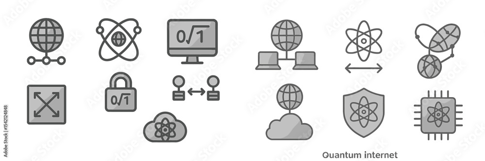 Poster imagery of quantum internet concepts with symbols representing connectivity, security, and data flow