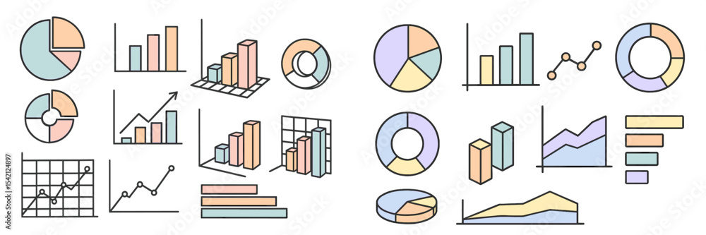 Poster visual representation of business analytics through colorful graphs and charts highlighting key perf