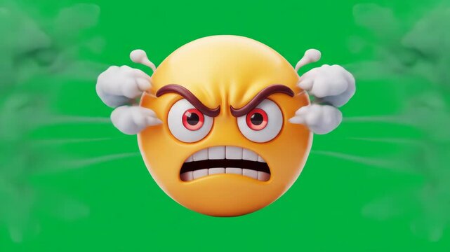 3 d angry emoji character expressing frustration against green background