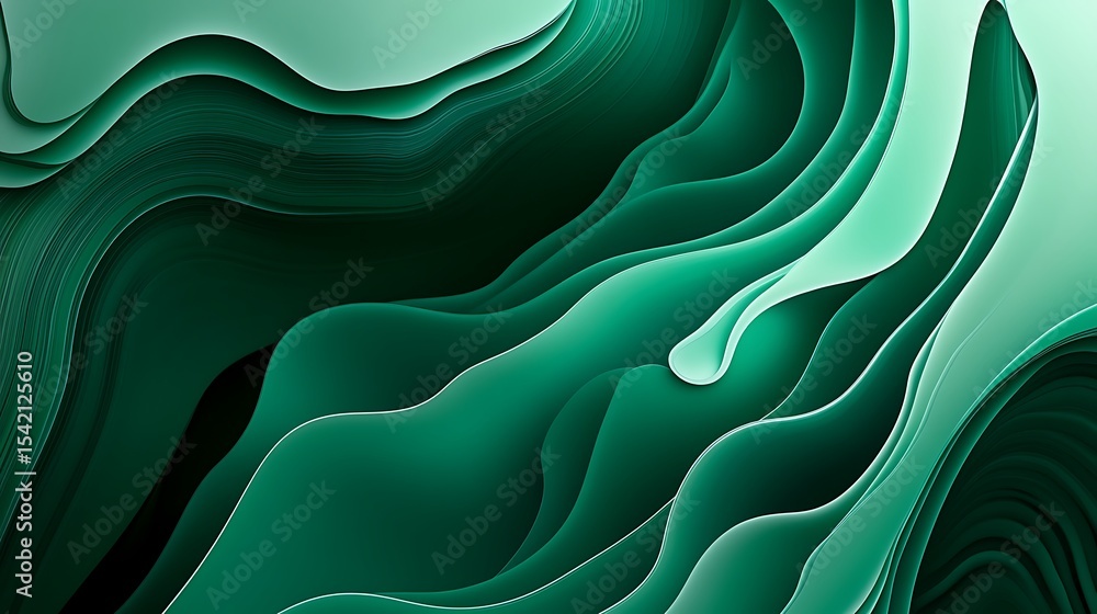 Poster abstract teal green fluid layered background with wavy shapes and lines design texture