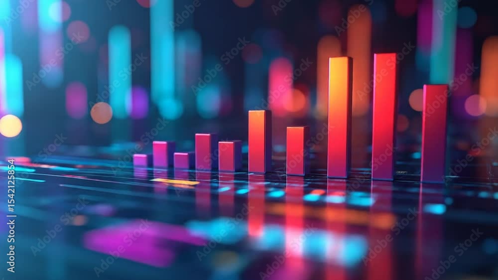 Aufkleber abstract neon bar graph visualization