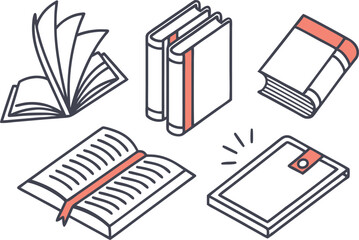 Book Clipart Set for Educational Designs. Creative Book Clipart Set for Print and Web. Book Clipart Collection for Learning Projects. Colorful Book Clipart Set for Kids and Schools. Book Clipart Set