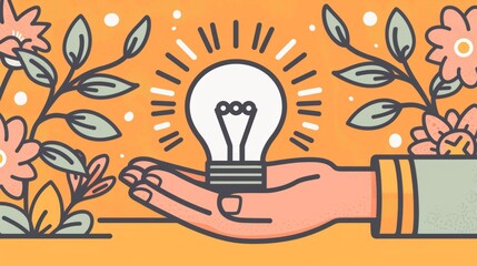 ESG Banners   Environment, Society, and Governance: Hand holding a light bulb with a renewable