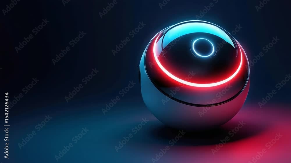 Poster futuristic minimalist pod with glowing accents in dim light environment for technology and design co