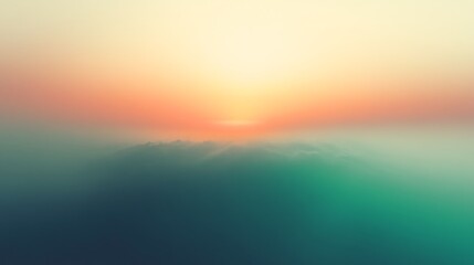 Fototapeta premium Ethereal sunrise over misty clouds, tranquil landscape with soft pastel colors and serene atmosphere