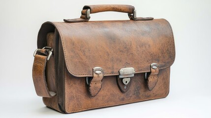 Brown leather messenger bag