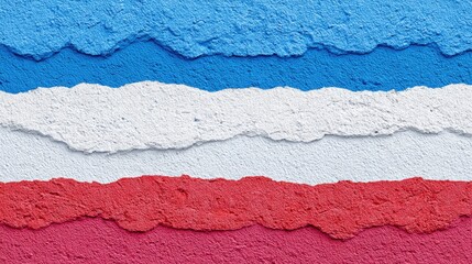 Patriotic Grunge Concrete Wall Texture with Red, White, and Blue Paint Layers for Independence Day Copy Space