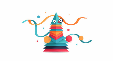 Naklejka premium Abstract Geometric Character with Swirling Lines