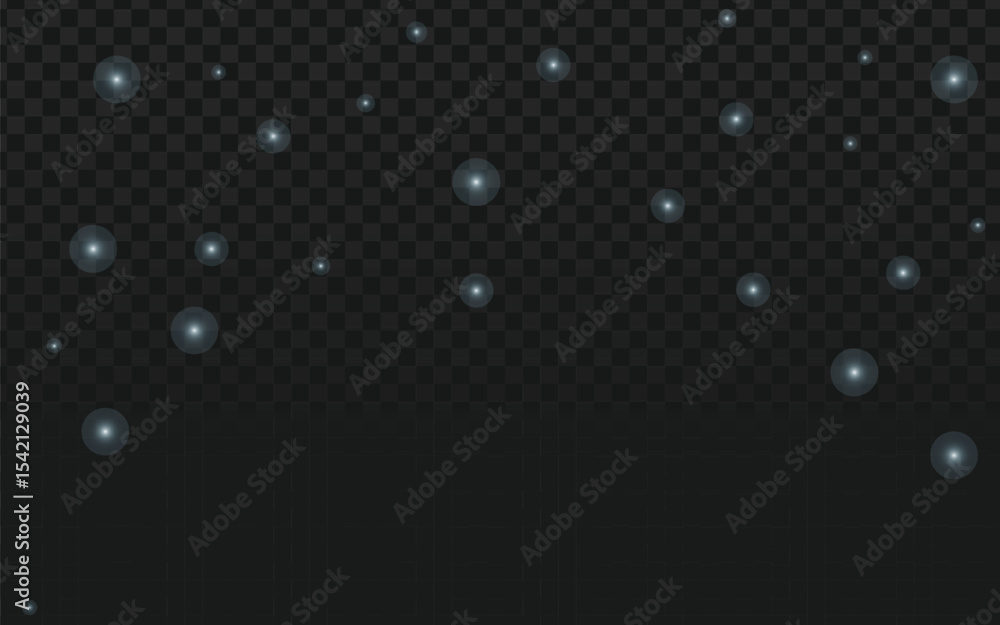 Poster a subtle scattering of translucent, glowing dots or bubbles on a dark, transparent background, creat
