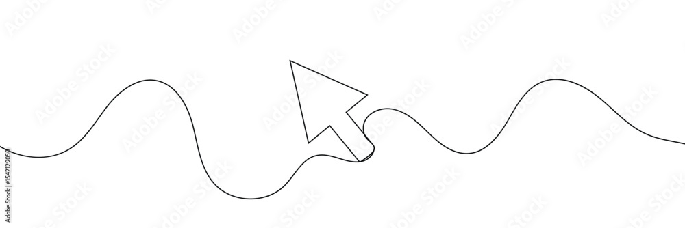 Poster continuous drawing of cursor arrow. one line icon of cursor arrow. one line drawing background. vect