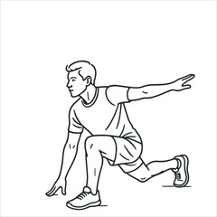 Fototapeta premium Man performing lunges exercise Minimalist Editable Vector