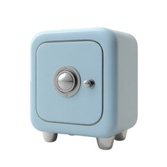 Retro light blue safe box isolated on transparent background