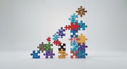 business team concept with puzzled isolated on light gray solid background 