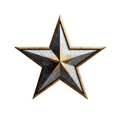 Obraz premium Silver and gold star award badge isolated on transparent background