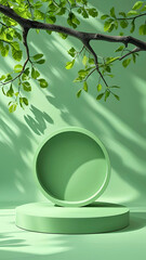 Product Display with Nature Shadow and Sunshade Copyspace-AI generated