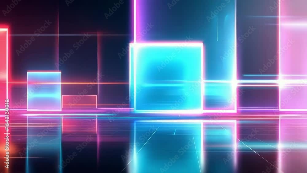 Poster colorful visual display with neon lights and dynamic reflections in a dark environment showcasing mo