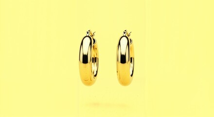 A beautiful set of air rings of gold isolated n lemon colored solid background 