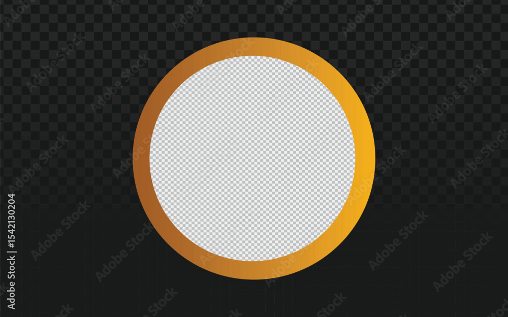 Poster a gleaming golden circular frame with a subtle gradient and reflective sheen, perfect for highlighti
