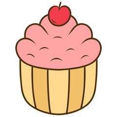 cupcake with cherry vector illustration