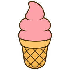 ice cream cone strawberry vector illustration