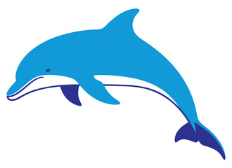 Fototapeta premium Playful Blue Dolphin Swimming Gracefully in the Ocean, Representing Intelligent Marine Life and Vibrant Sea Environment