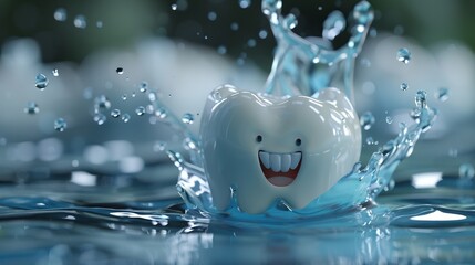 Innovative 3d rendering of tooth whitening, cleaning, and oral hygiene with fluoride benefits
