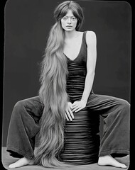 Woman with extra long hair, beauty and elegance concept