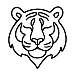 Stylized Tiger Face Line Art Icon for Wildlife Designs