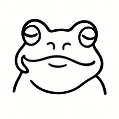 Minimalist Frog Art Face Line Drawing for Coloring Books or Crafts