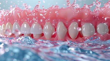 Dental care essentials  tooth whitening, cleaning, and healthy gums with fluoride in 3d rendering