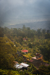 Daytime View of Mount Batur Volcano with Clouds in the Sky, Bali