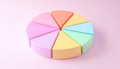 Obraz premium Pastel pie chart, 8 slices, 3D effect
