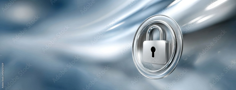 Poster abstract futuristic blue background featuring a security lock concept for data protection in a cyber