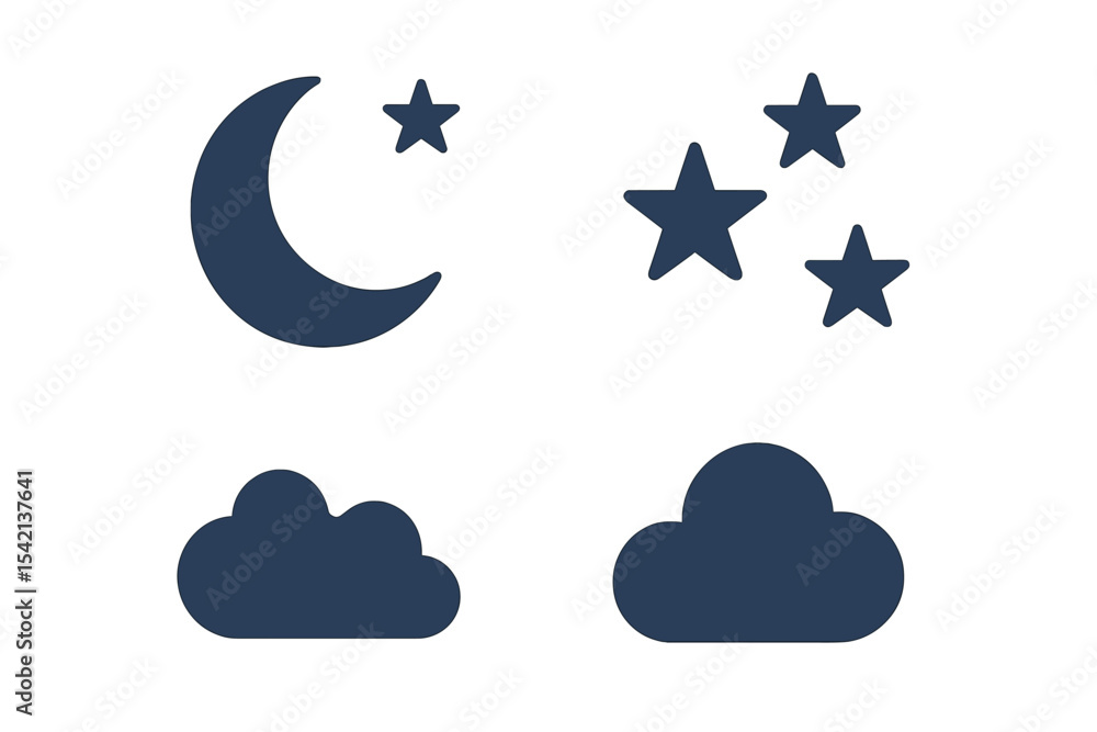 Aufkleber moon and stars with clouds design suitable for various creative projects and backgrounds featuring a