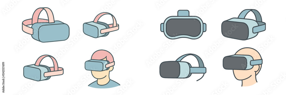 Poster different types of virtual reality headsets on display showcasing modern technology and design conce