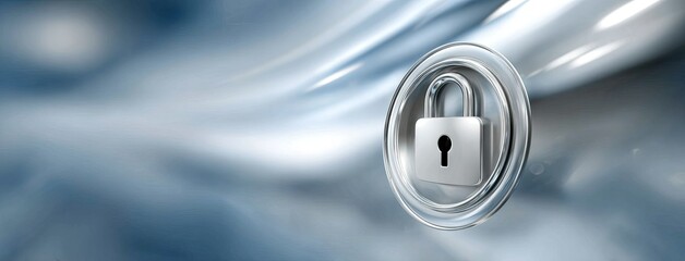 Abstract futuristic blue background featuring a security lock concept for data protection in a cyber network system design