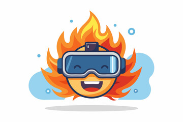 vr headset excited fire display