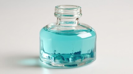 A beautiful glass bottle filled with vibrant blue liquid, showcasing clarity and color.