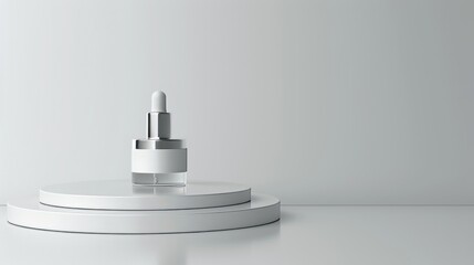 3d rendered laboratory background featuring scientific skincare and glass flask display