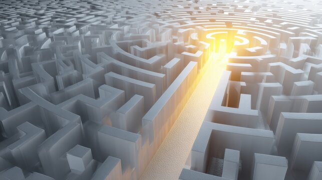 A conceptual image showing a maze with a bright pathway leading towards light, symbolizing clarity and hope.