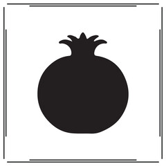 Pomegranate Silhouette Icon &ndash; Black Fruit Vector with Crown Top for Organic Food Design, Superfruit Illustration, Healthy Eating Symbol, Botanical Clipart, Nature Art

