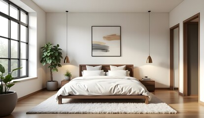 Chic Interior of a Comfortable Modern Bedroom